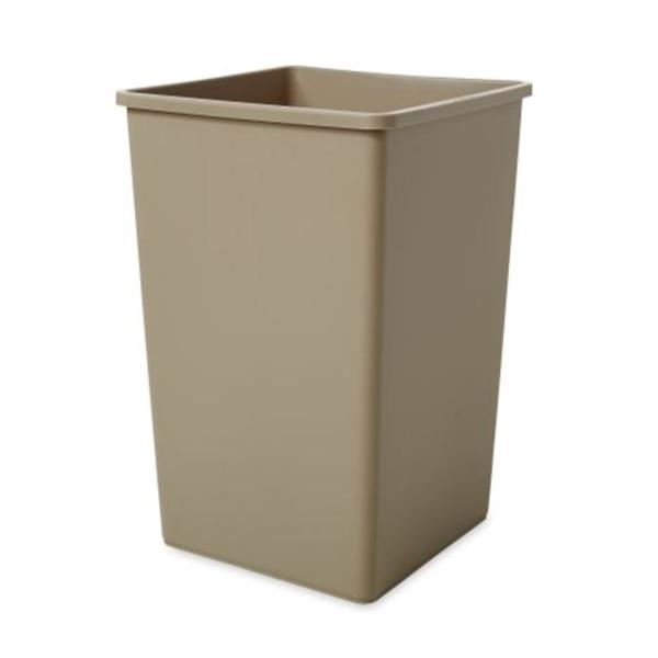 Can Trash Untouchable Resin 35gal No Lid Beige Square 4/Ca